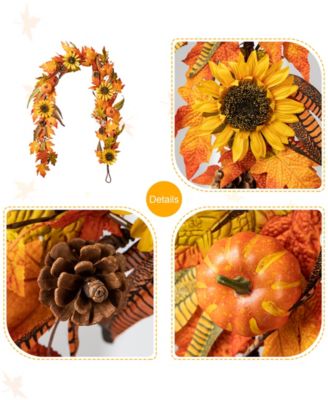 6ft Fall Maple Leaf and Sunflower Garland