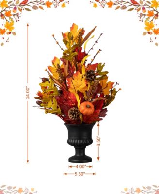 24"H Fall Maple Leaf Urn Table Tree