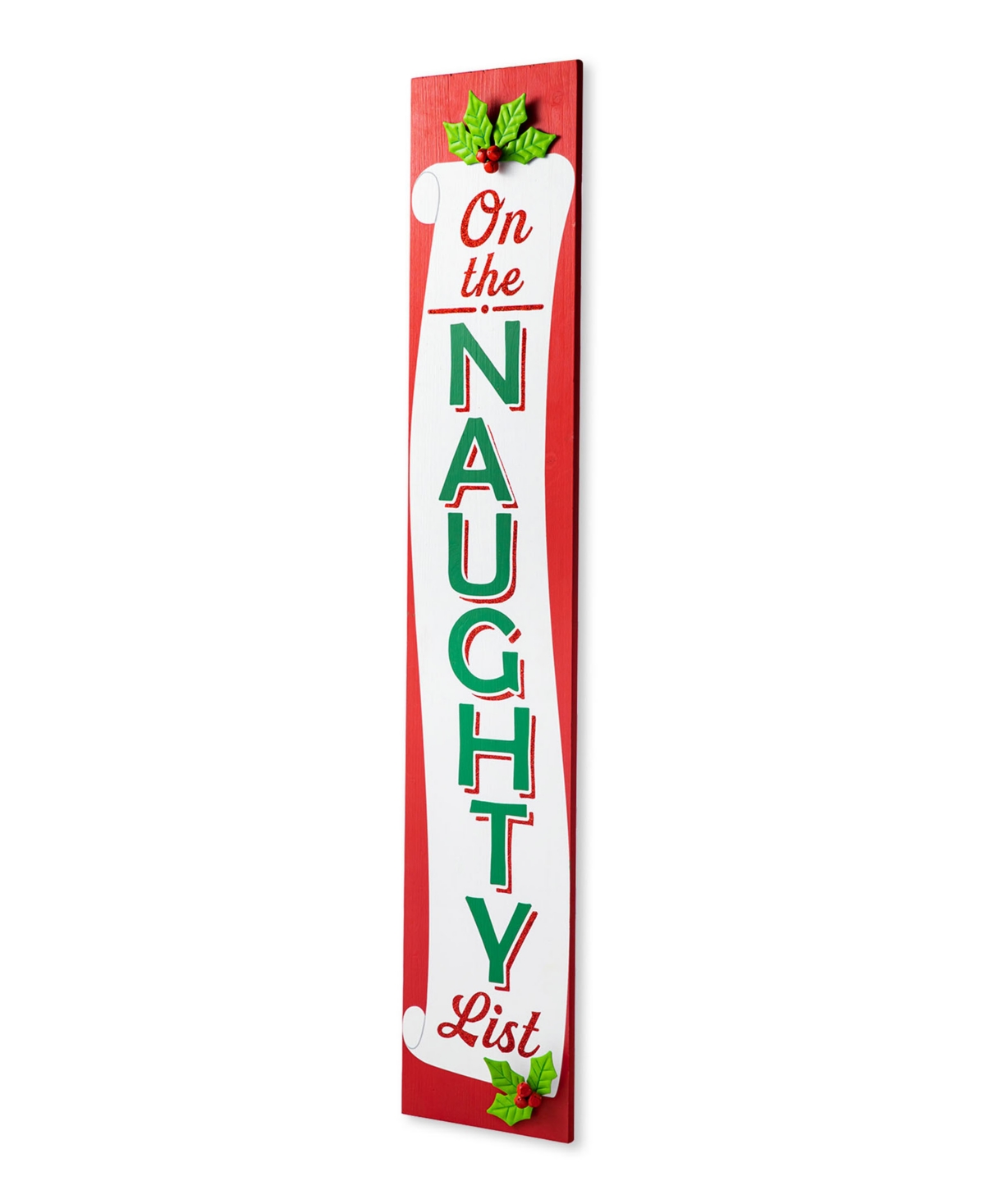 42"H Double Sided Christmas Wooden "On the Naughty/Nice List" Porch Sign - MULTI
