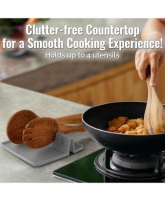 Silicone Utensil Rest with Drip Pad for Multiple Utensils