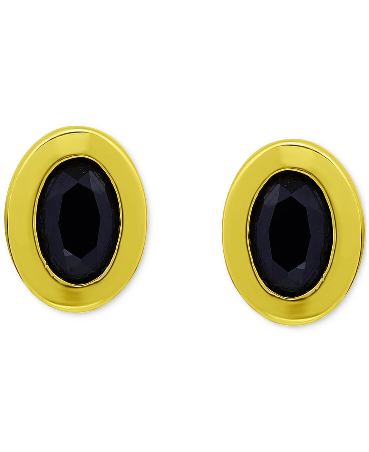 Giani Bernini Black Cubic Zirconia Oval Bezel Stud Earrings in 18kPlated Sterling Silver, Created for Macy's (Also available in Sterling Silver)