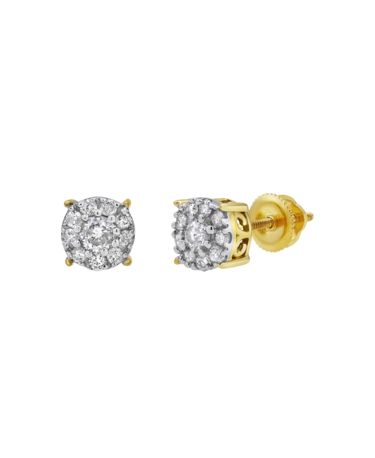 Ice Cold 14k Yellow Gold 0.32 cttw Certified Natural Diamond Stud Earring for Men/Women, Screw Back - Yellow