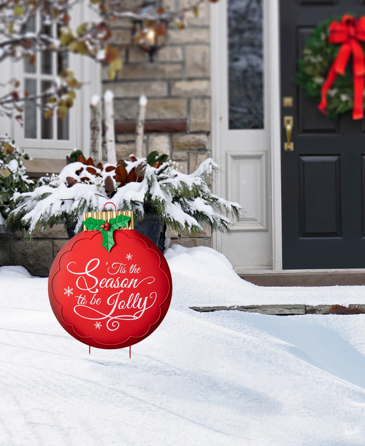 Glitzhome 32"h Large Metal Christmas Ornament Yard Stake Or Wall Decor In Multi