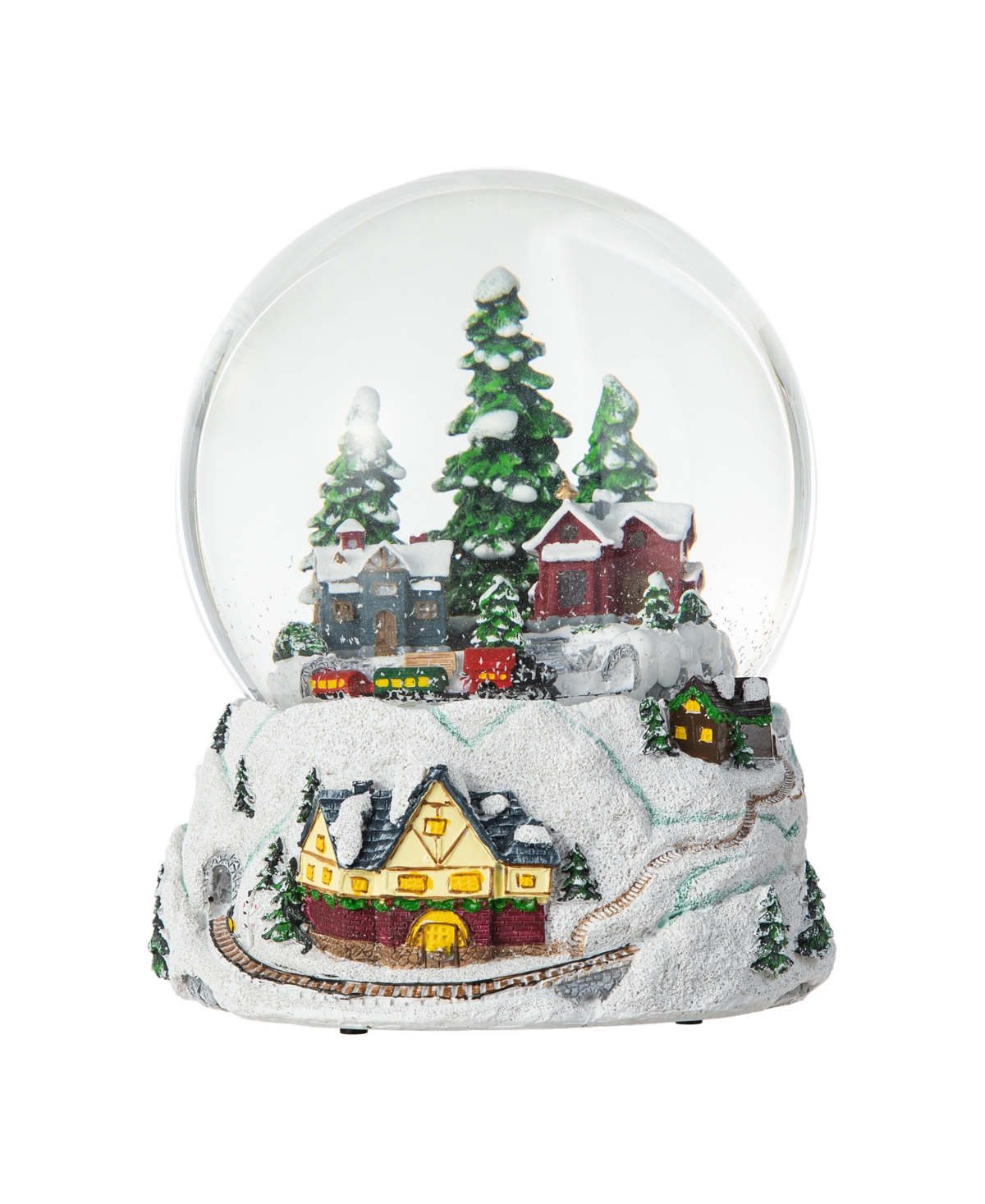 Glitzhome 150mm Christmas Oversized Resin Lighted Musical Snowflakes Village Waterglobe In Multi