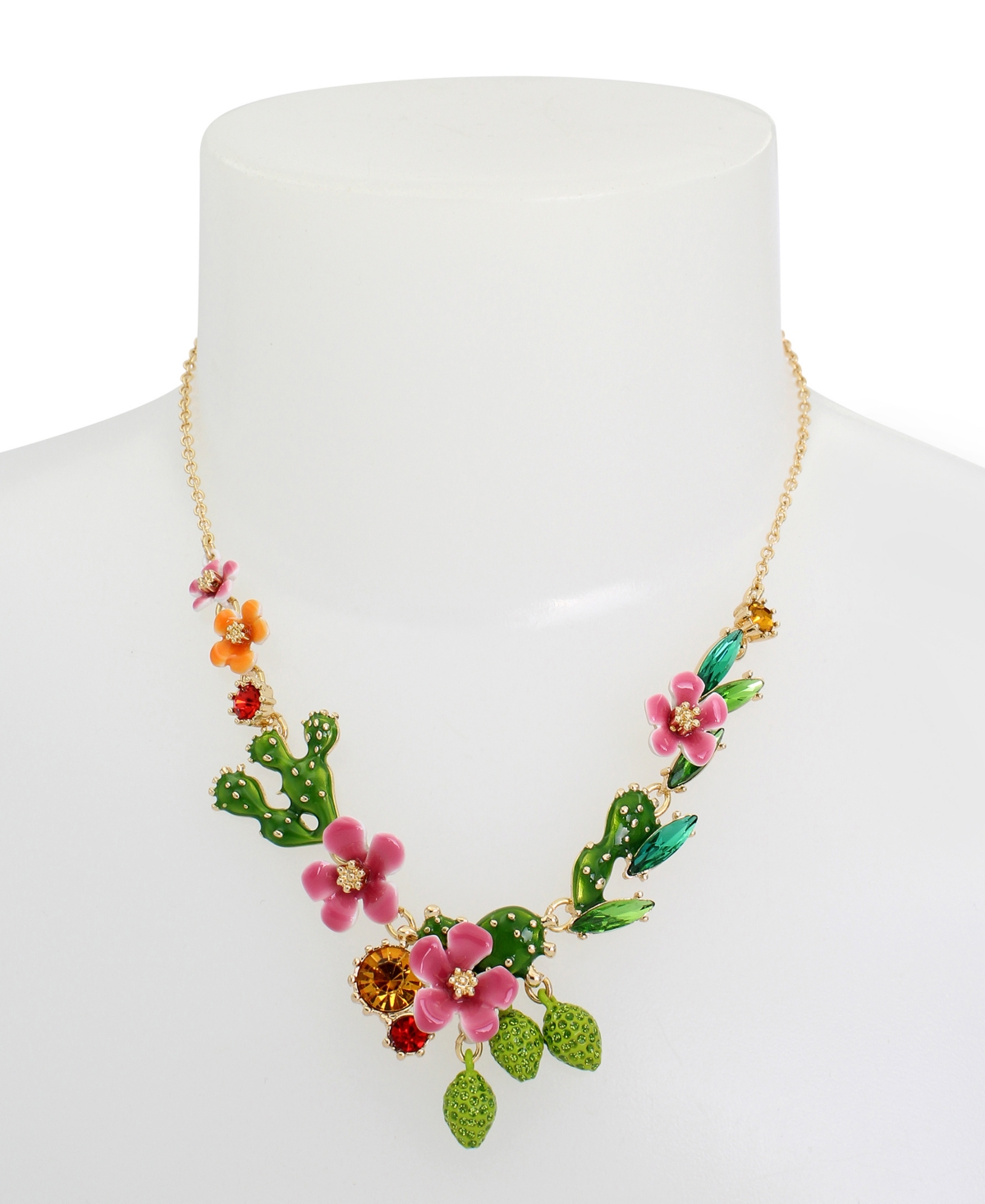 Shop Betsey Johnson Faux Stone Tropical Flower Bib Necklace In Multi