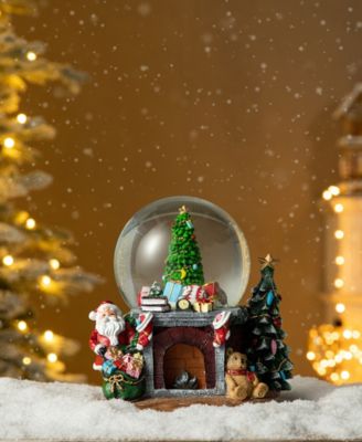 120mm Christmas Resin Lighted Musical Christmas Tree on Fireplace Waterglobe