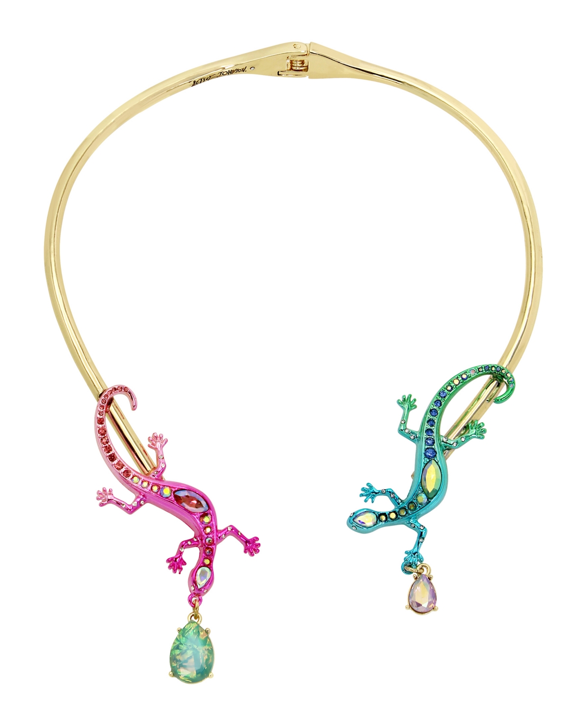 Betsey Johnson Faux Stone Lizard Collar Necklace In Multi