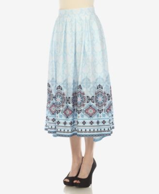 Women's Border Prints Pleated Midi Skirt