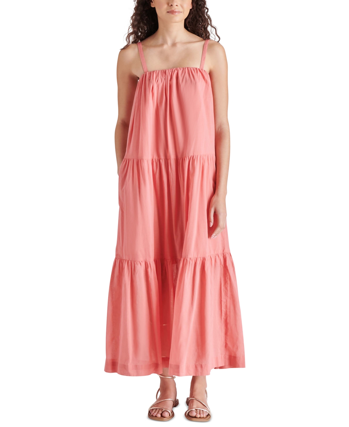 Women's Oceane Tiered Square-Neck Removable-Strap Dress - Peach Romance