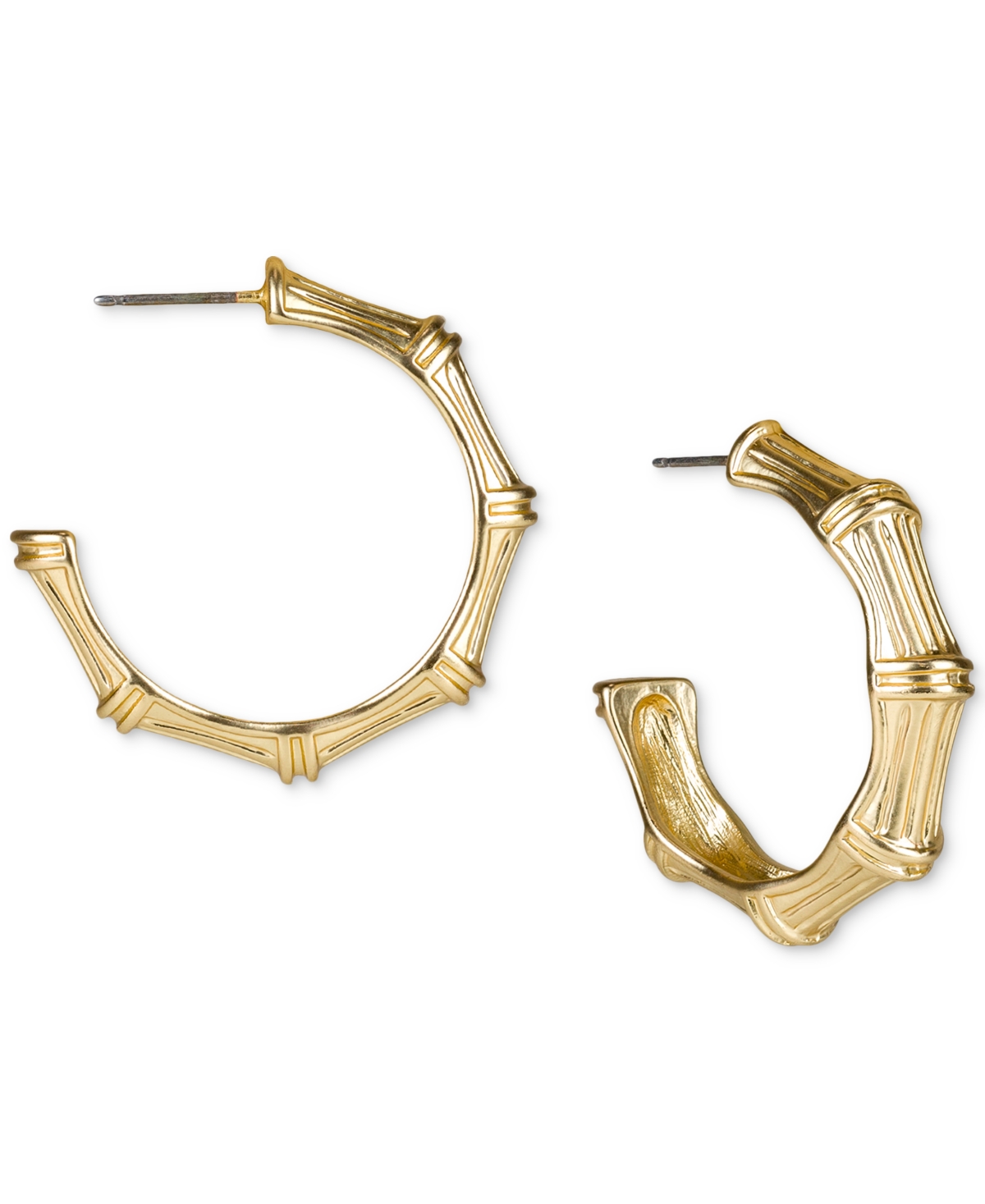 Gold-Tone Small Bamboo-Style C-Hoop Earrings, 1" - Egyptian G