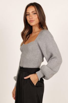 Gia Sweetheart Neck Bell Sleeve Knit Sweater