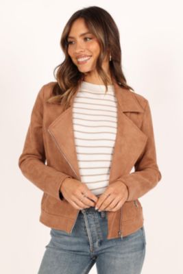 Womens Spencer Faux Suede Moto Jacket
