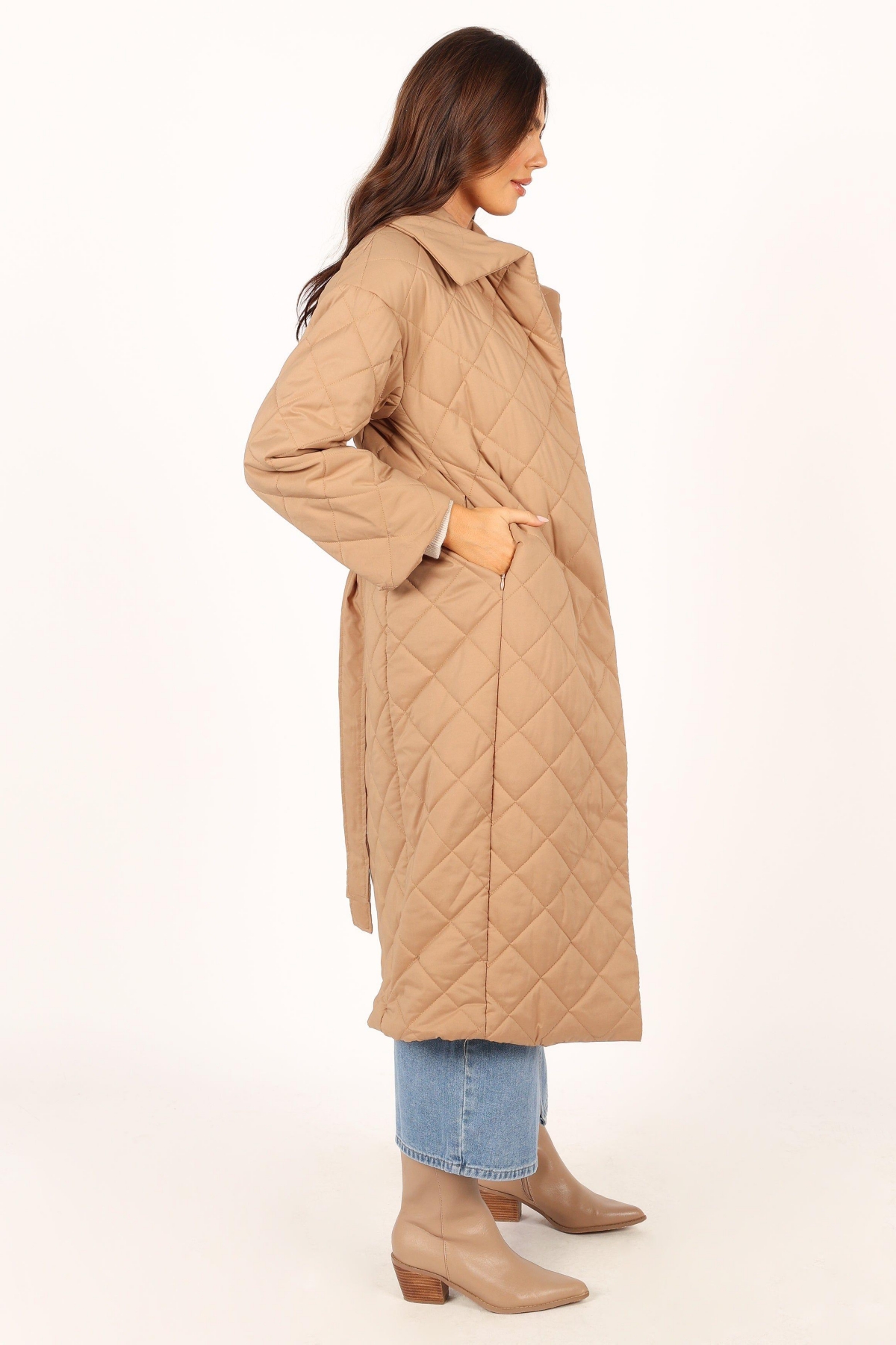Petal and Pup Womens Kallie Quilted Tie Front Coat