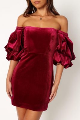Womens Dali Off Shoulder Velvet Mini Dress