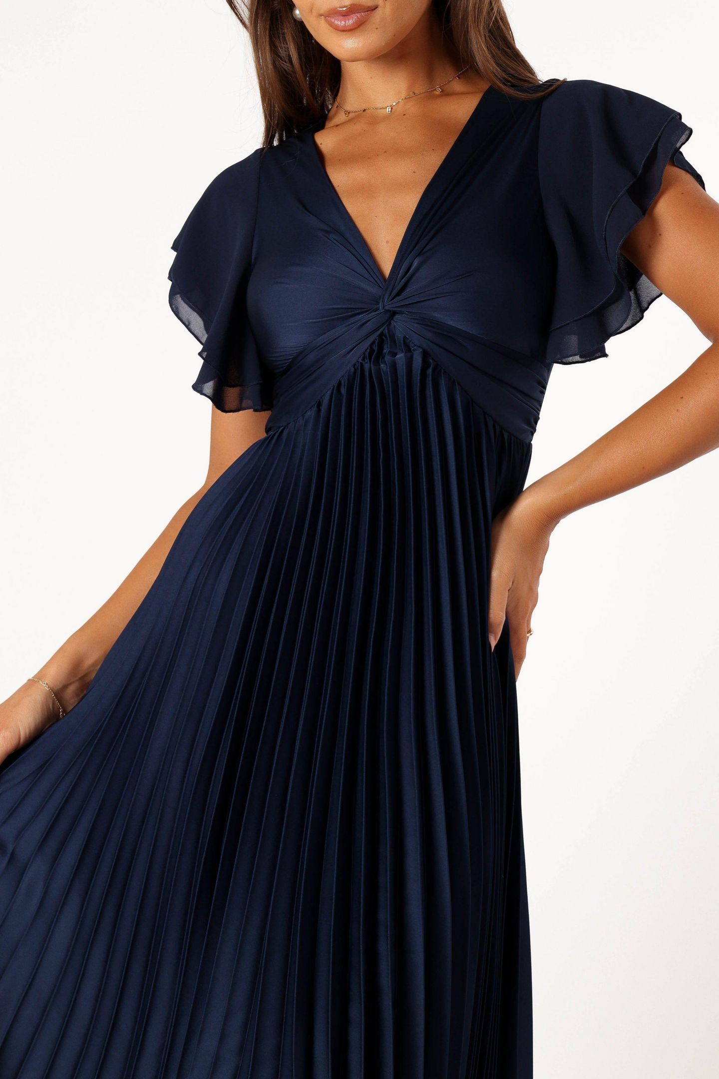 Женское платье Petal and Pup Nova Flutter Sleeve Midi, цвет: Тёмно-синий — фото 5