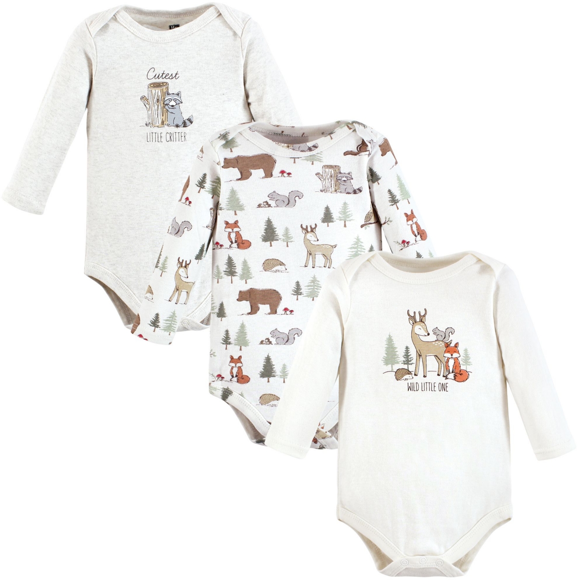 Hudson Baby Boys Cotton Long-Sleeve Bodysuits, Forest Animals 3-Pack