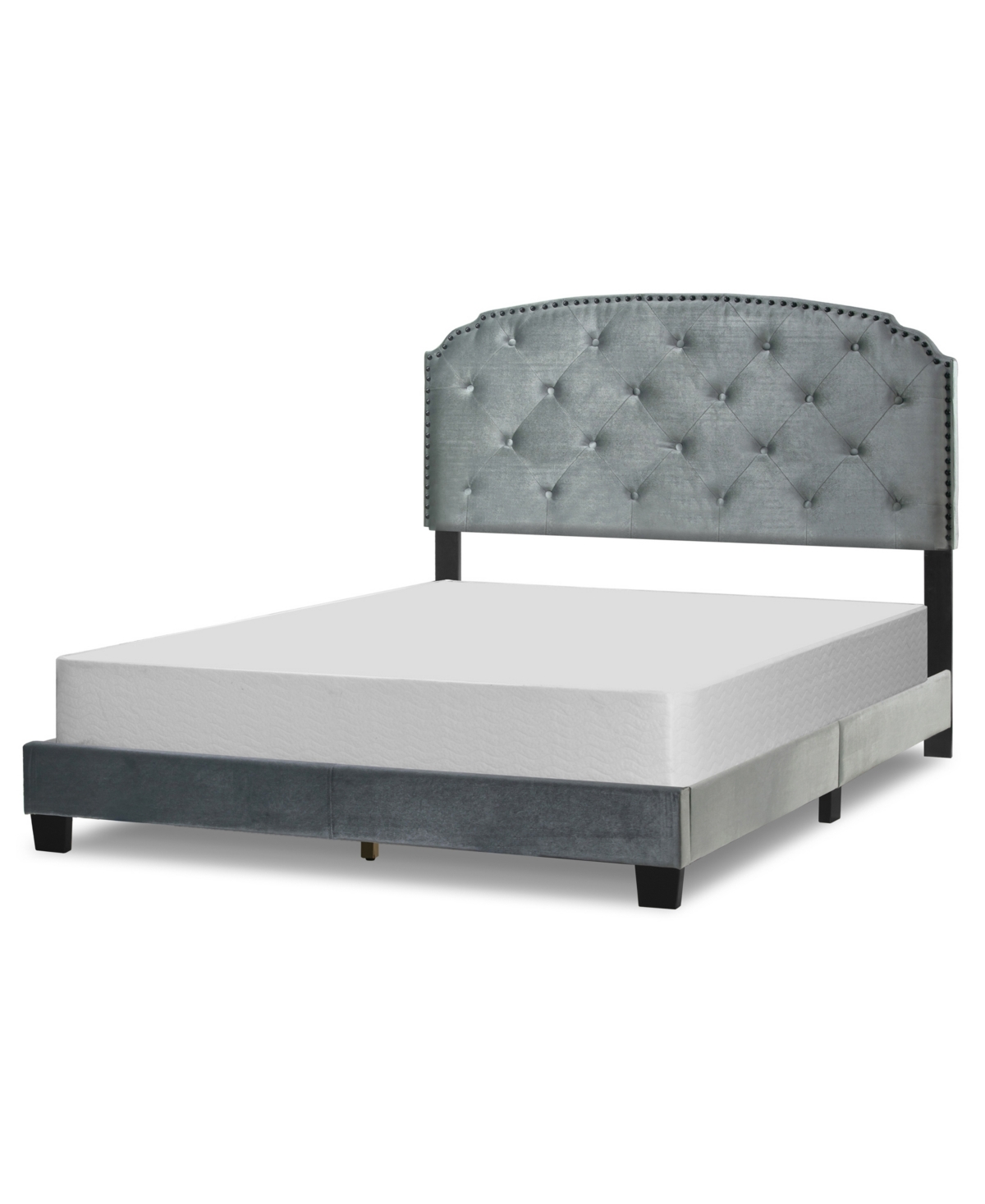 Glamour Home 51.75" Arin Fabric, Rubberwood Queen Bed In Grey