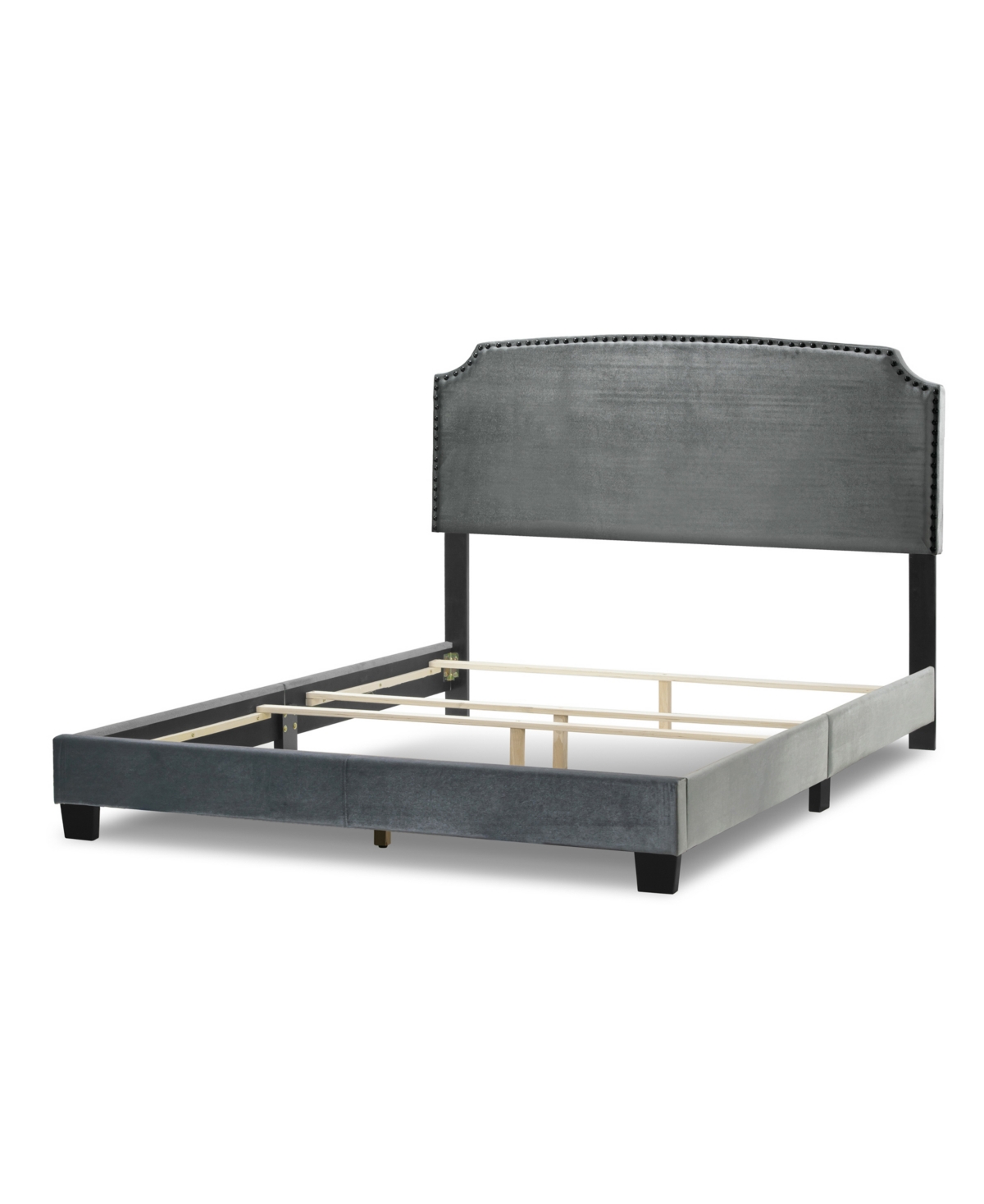 Glamour Home 48.25" Arezo Fabric, Rubberwood Queen Bed In Grey