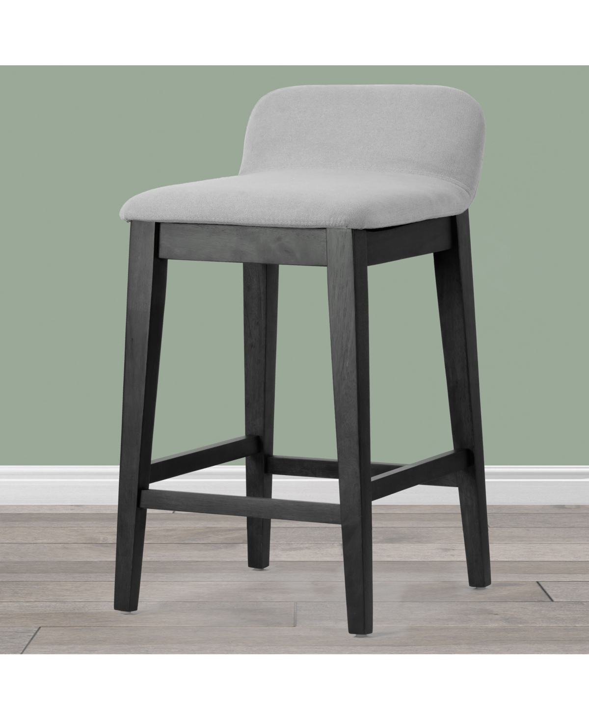 Glamour Home 28.9" Atia Rubberwood, Fabric Counter Height Stool, Set Of 2 In Grey