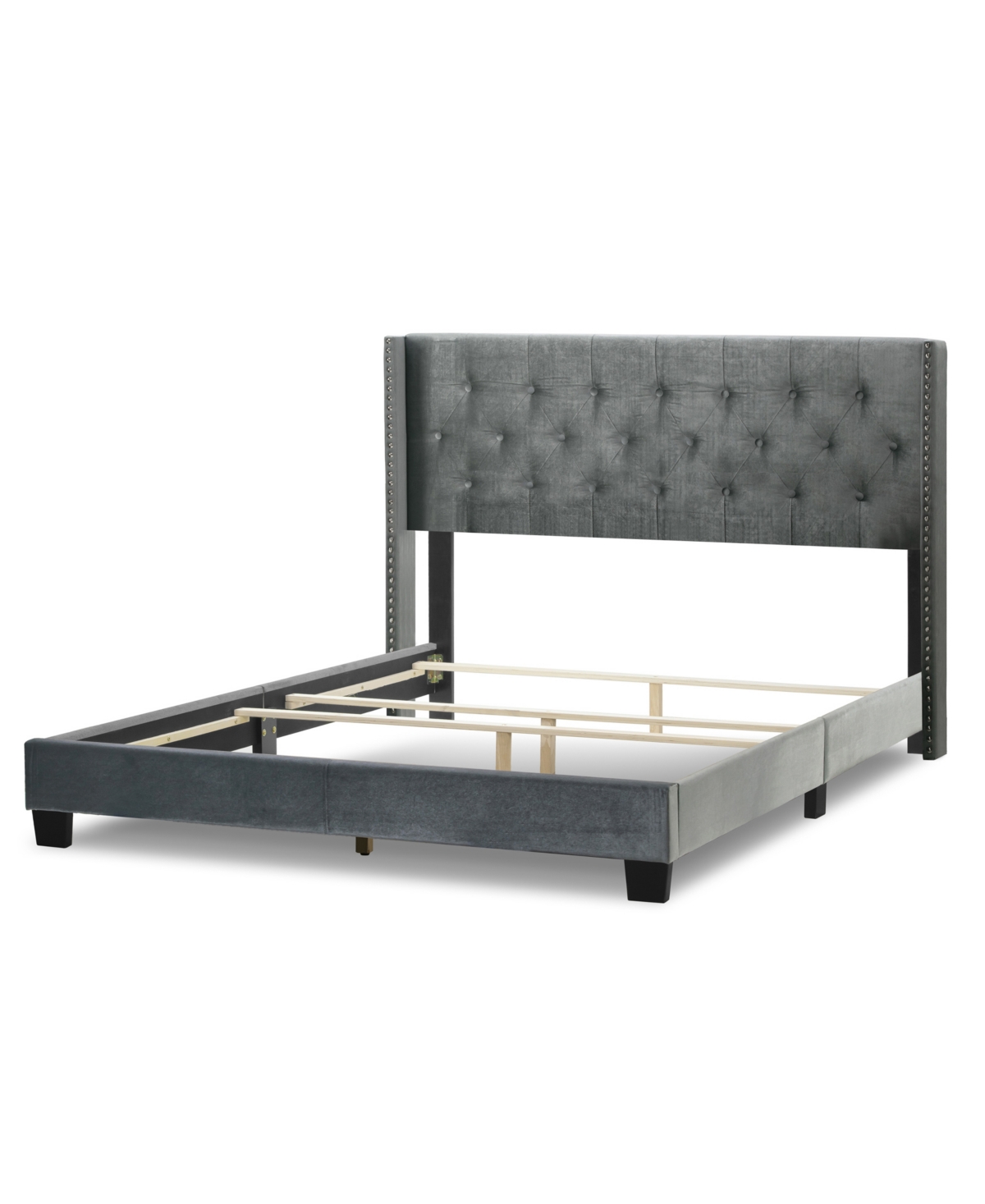 Glamour Home 47" Asali Fabric, Rubberwood Twin Bed In Blue