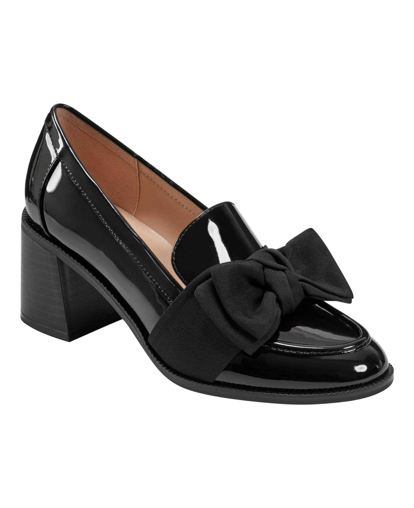 Женские туфли Bandolino Korrar Bow Block Heel, цвет: Чёрный лаковый — фото 1