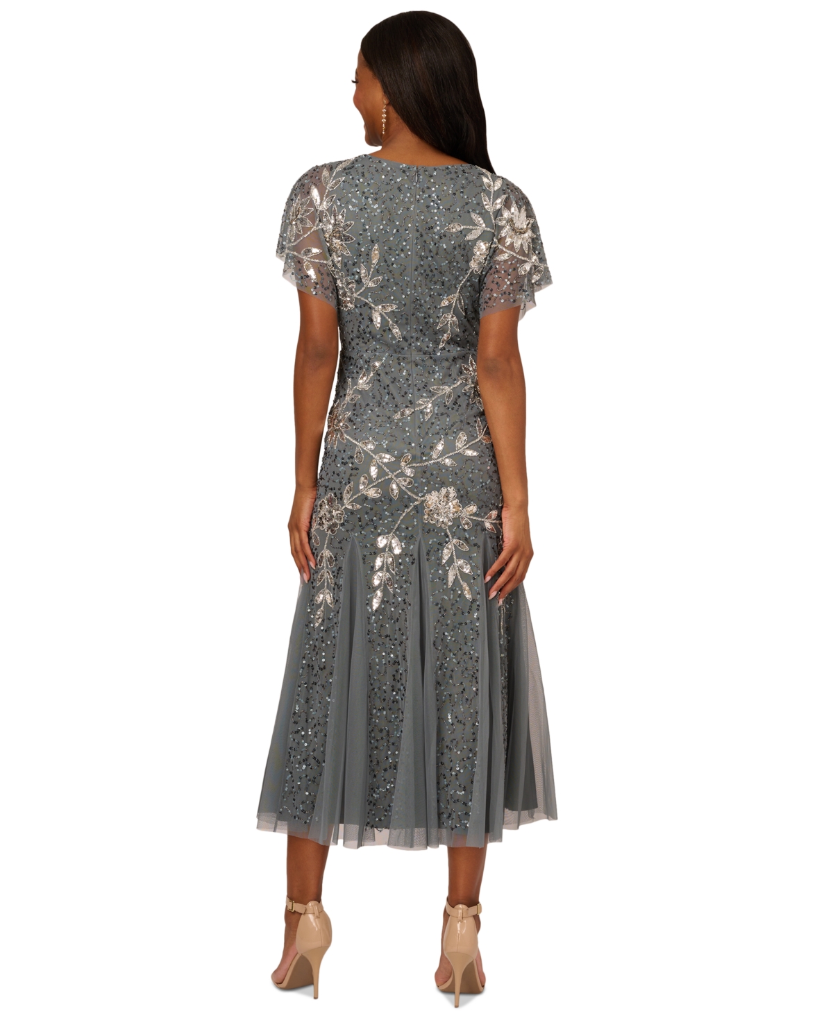 Adrianna Papell Women's Embellished Capelet-Sleeve Party Dress