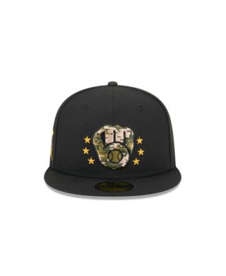 Men's Black Milwaukee Brewers 2024 Armed Forces Day On-Field 59FIFTY Fitted Hat