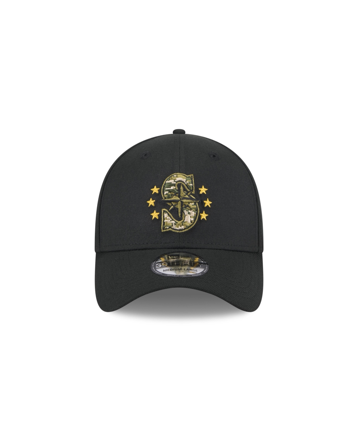 NEW ERA MEN'S BLACK SEATTLE MARINERS 2024 ARMED FORCES DAY 39THIRTY FLEX HAT 