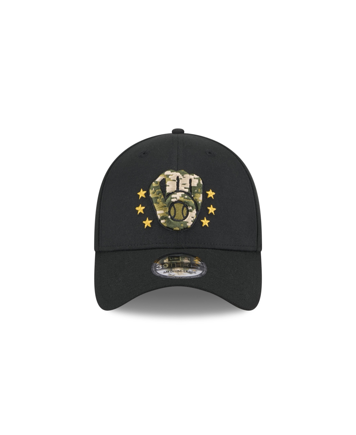 New Era Men's Black Milwaukee Brewers 2024 Armed Forces Day 39thirty Flex Hat In Black