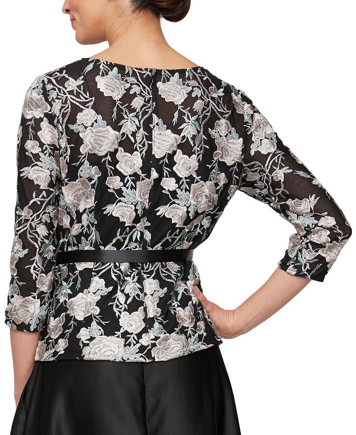 Alex Evenings Women's Floral Print Blouse White Size 1X