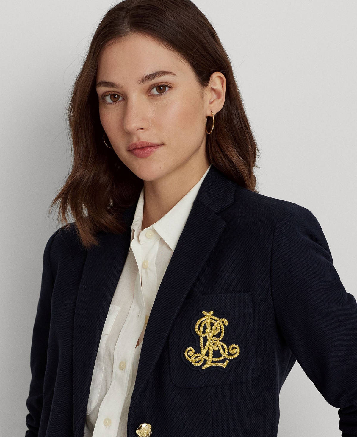 Ralph Lauren Petite Slim-fit Jacquard Blazer In Birch Tan