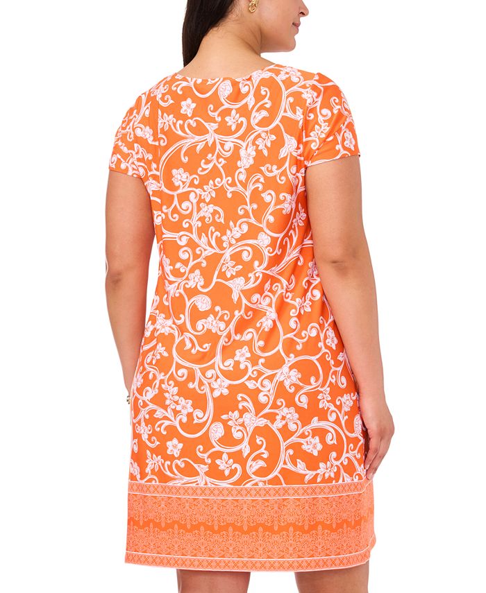 MSK Plus Size Printed Short-Sleeve Shift Dress - Macy's