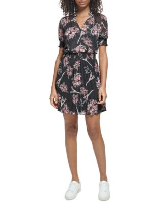 KARL LAGERFELD PARIS - Women's Smocked Pleated Dress
