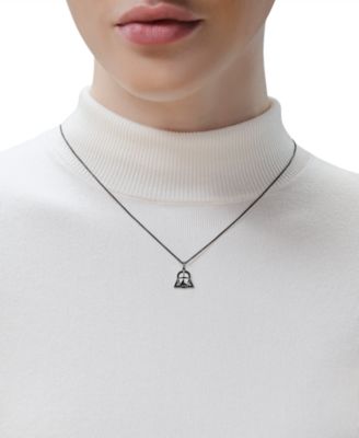 Star Wars Black & White Diamond Darth Vader Mask 18" Pendant Necklace (1/6 ct. t.w.) in Sterling Silver with Black Rhodium