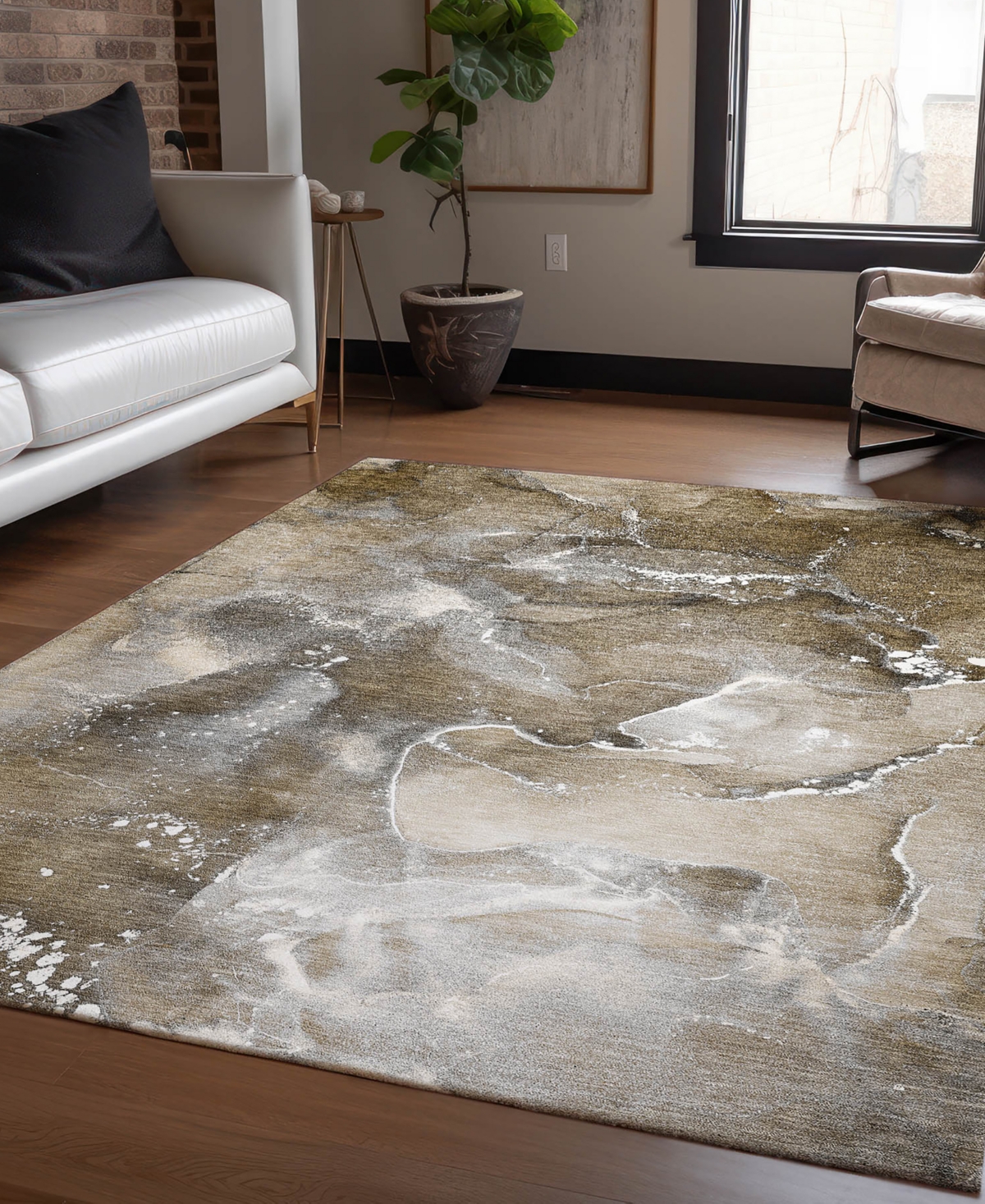 Addison Chantille Machine Washable Acn518 5'x7'6 Area Rug In Brown