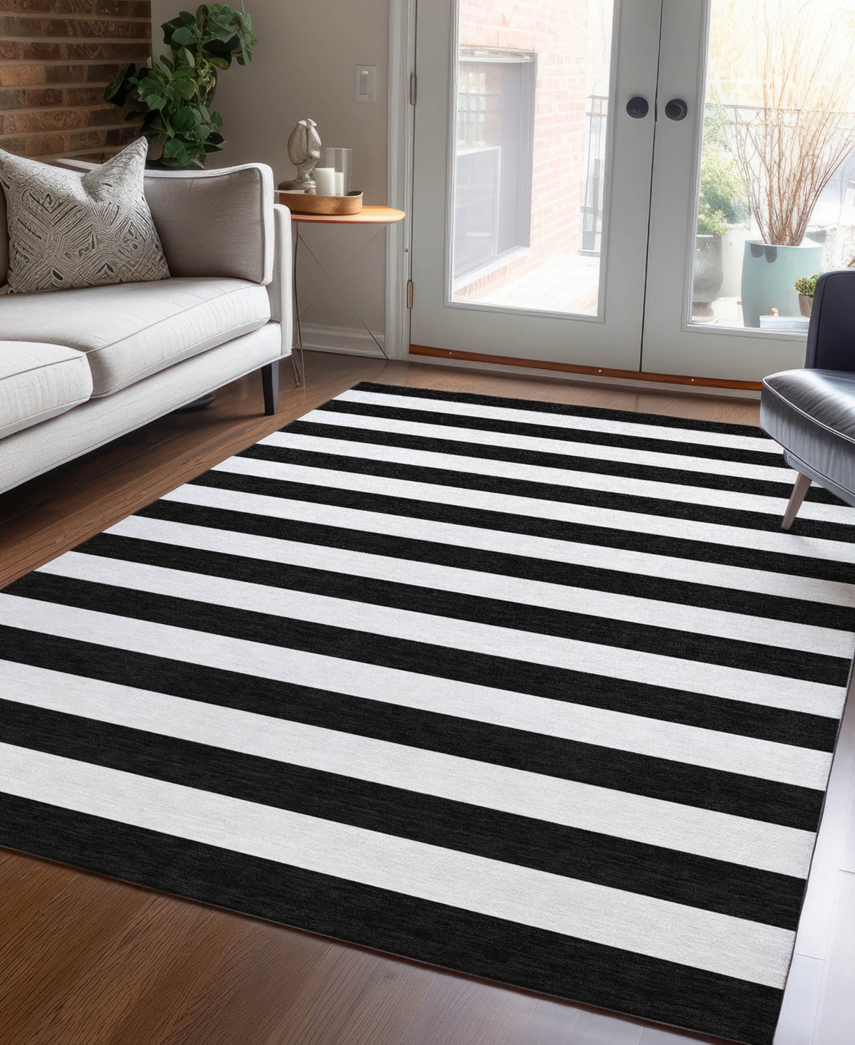 Addison Chantille Machine Washable Acn528 3'x5' Area Rug In Black