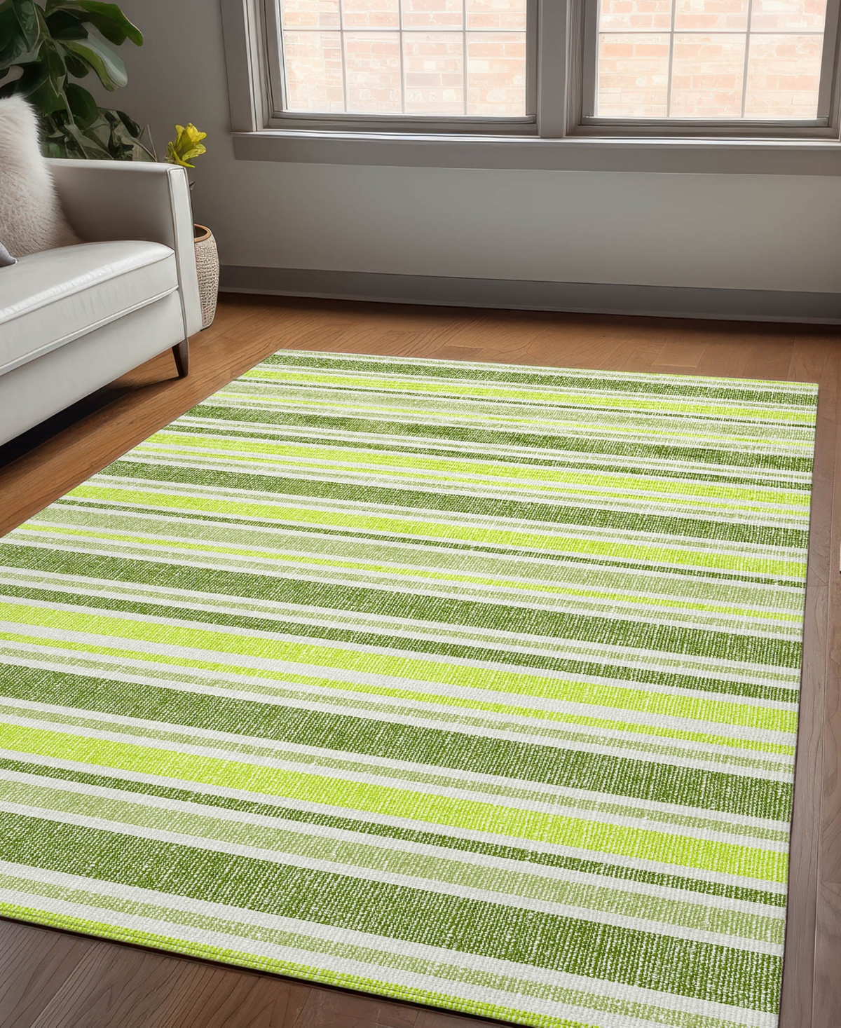 Addison Chantille Machine Washable Acn531 9'x12' Area Rug In Ivy,ivory