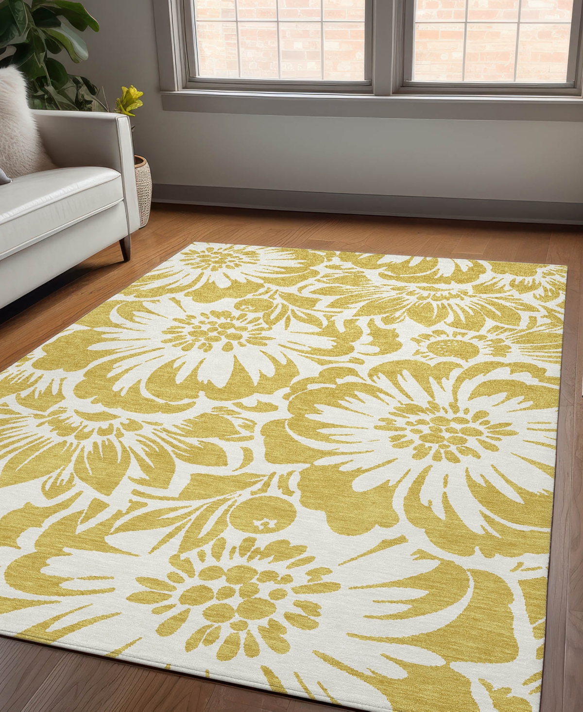 Addison Chantille Machine Washable Acn551 5'x7'6 Area Rug In Gold