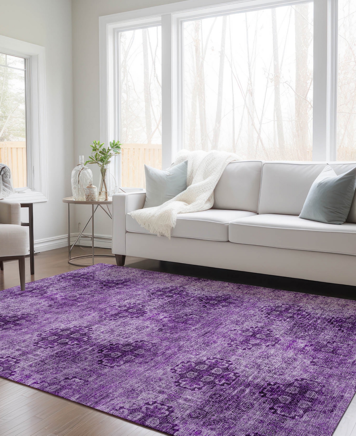Addison Chantille Machine Washable Acn557 8'x10' Area Rug In Eggplant