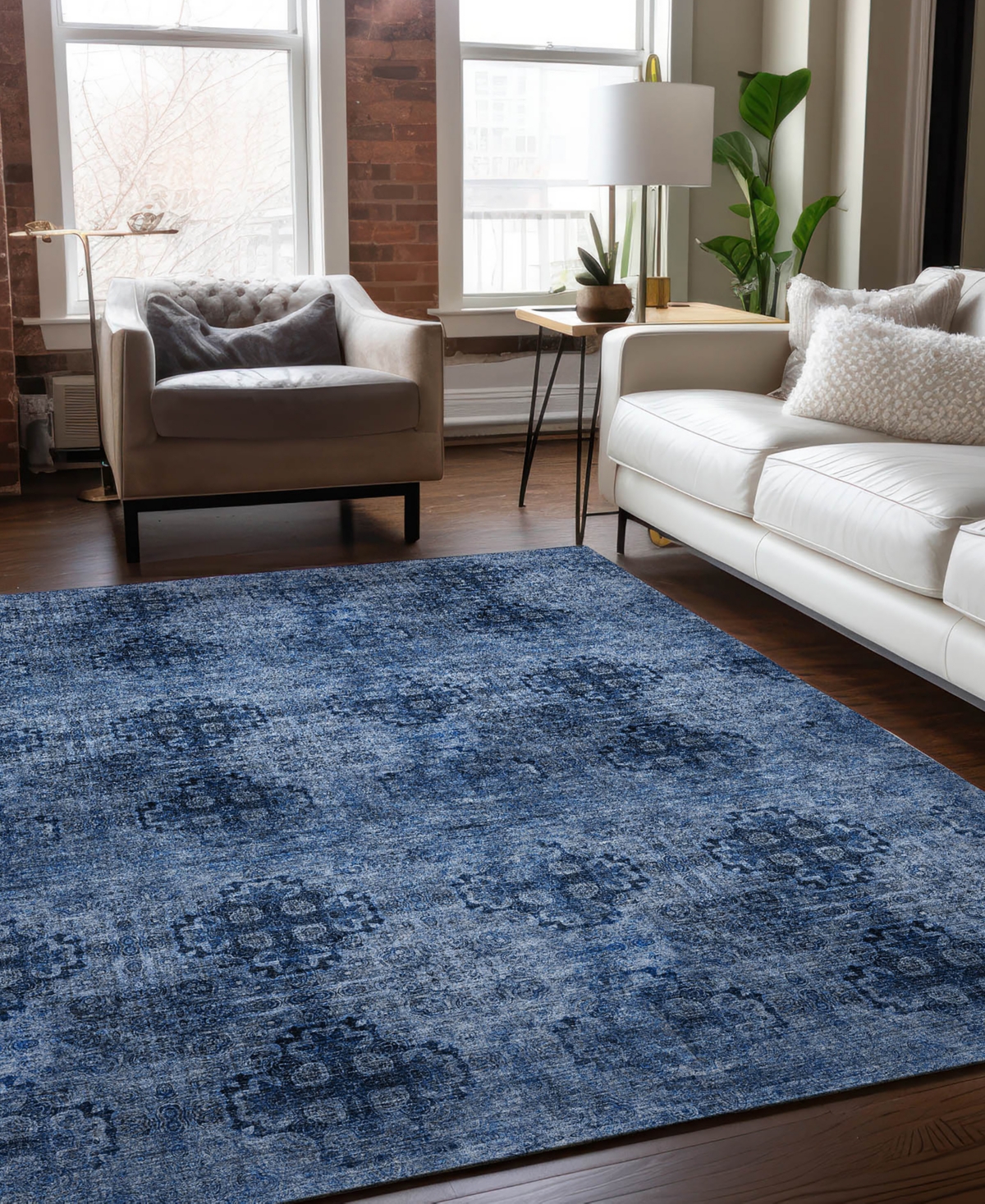 Addison Chantille Machine Washable Acn557 3'x5' Area Rug In Navy