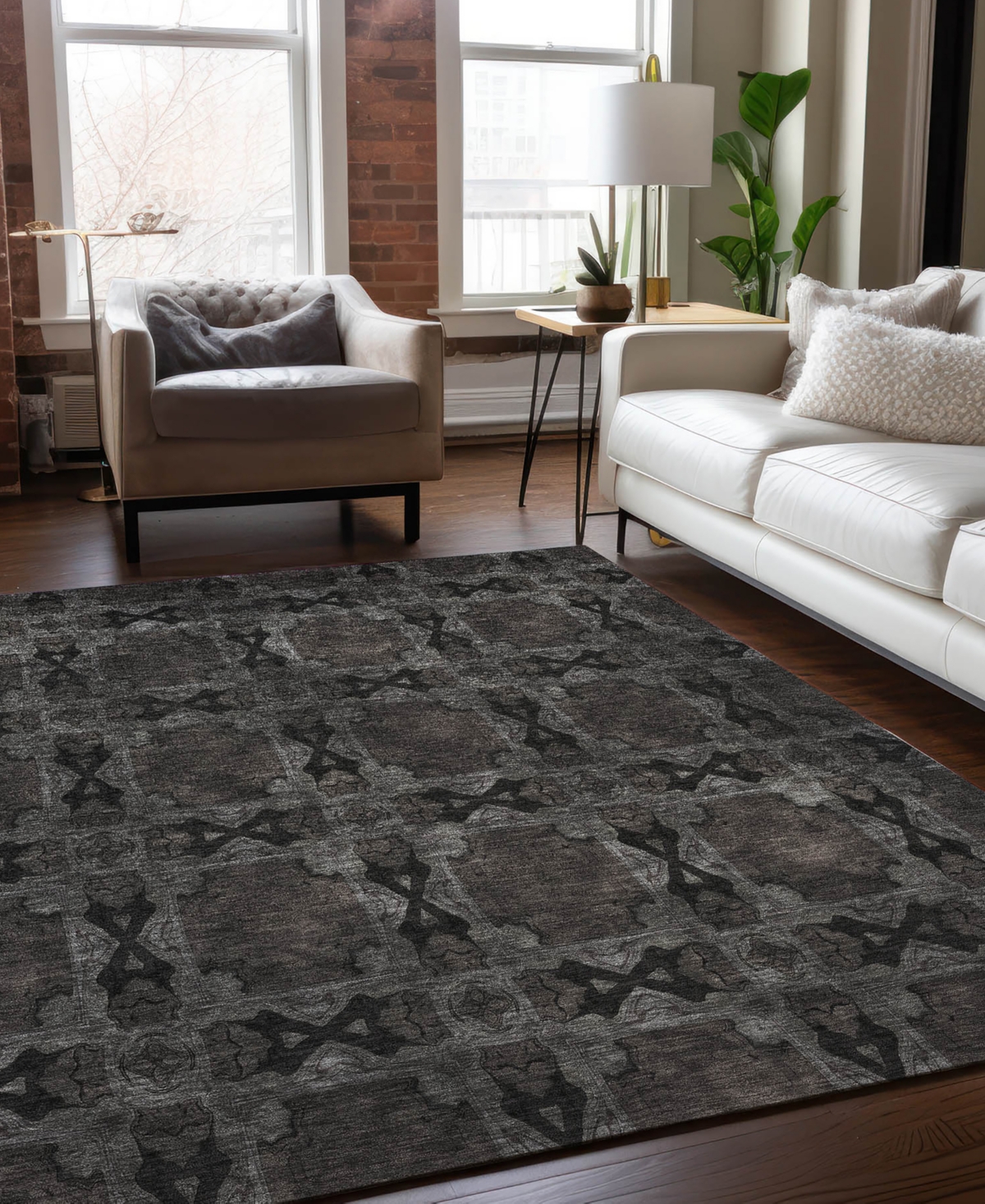 Addison Chantille Machine Washable Acn564 2'6x3'10 Area Rug In Gray