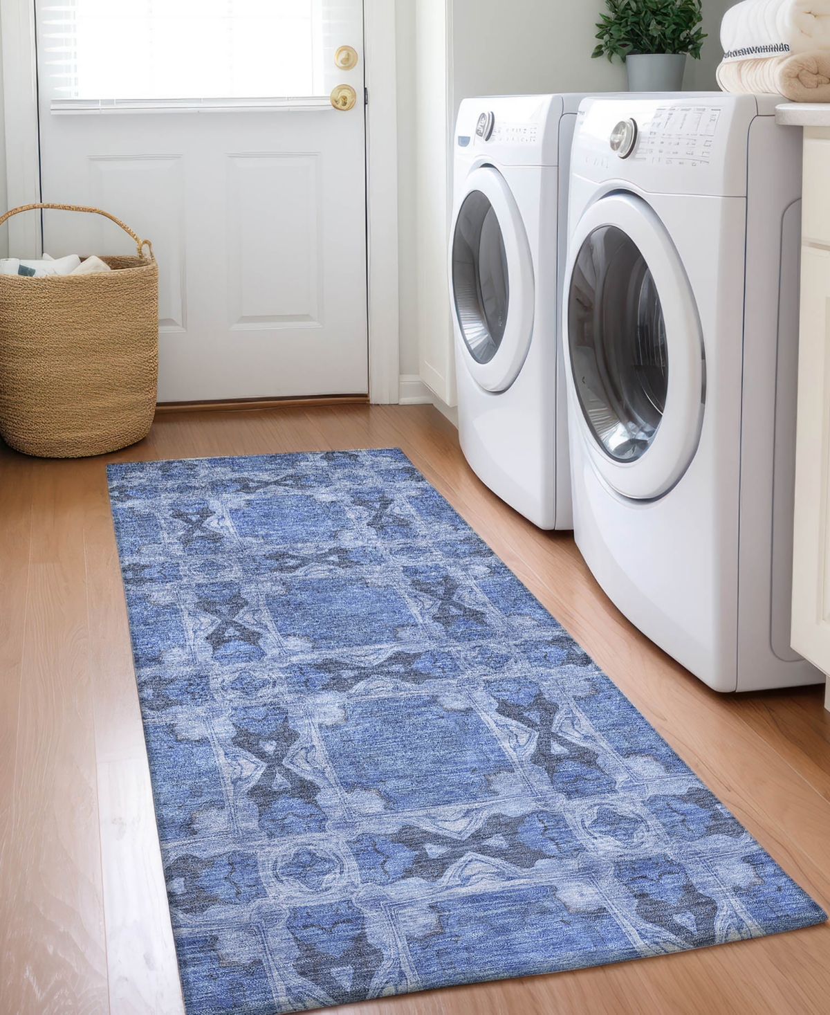 Addison Chantille Machine Washable Acn564 2'3x7'6 Runner Area Rug In Denim