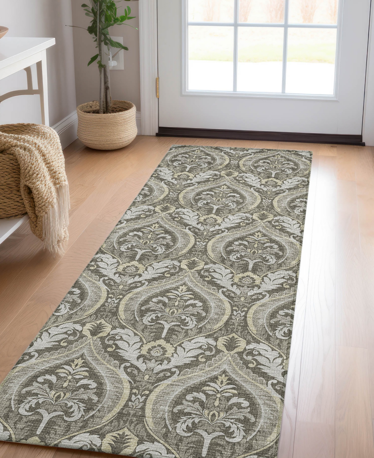 Addison Chantille Machine Washable Acn572 2'3x7'6 Runner Area Rug In Taupe