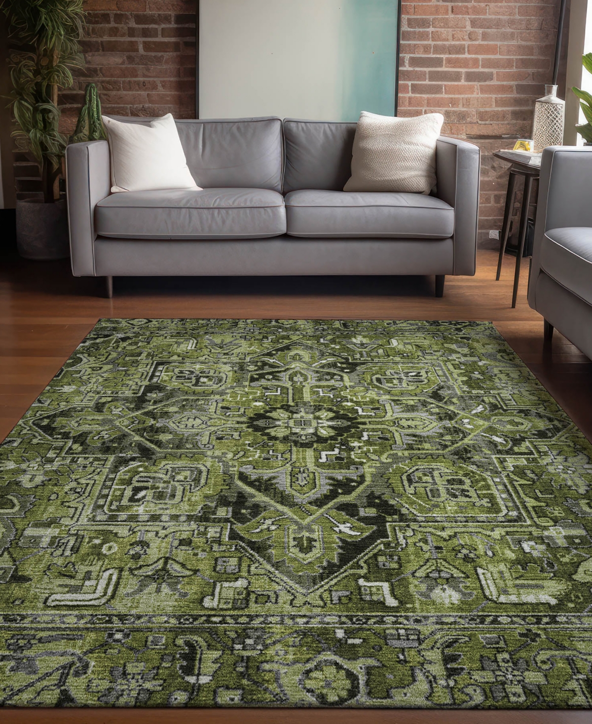 Addison Chantille Machine Washable Acn570 3'x5' Area Rug In Olive