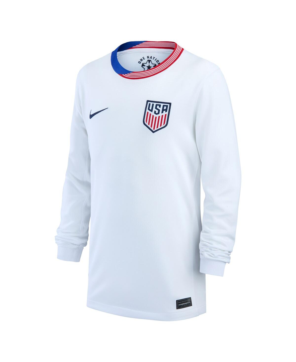Nike Big Boys and GirlsUsmnt 2024 Home Replica Long Sleeve Jersey - White/whit