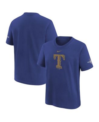 Nike Big Boys and Girls Royal Texas Rangers 2024 Gold Collection Logo T ...