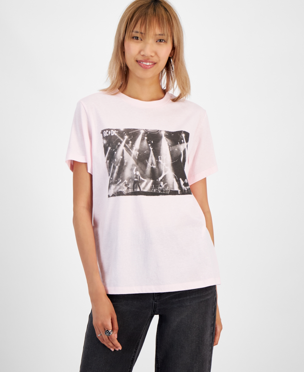 Juniors' Ac/Dc Concert Print T-Shirt - Pink