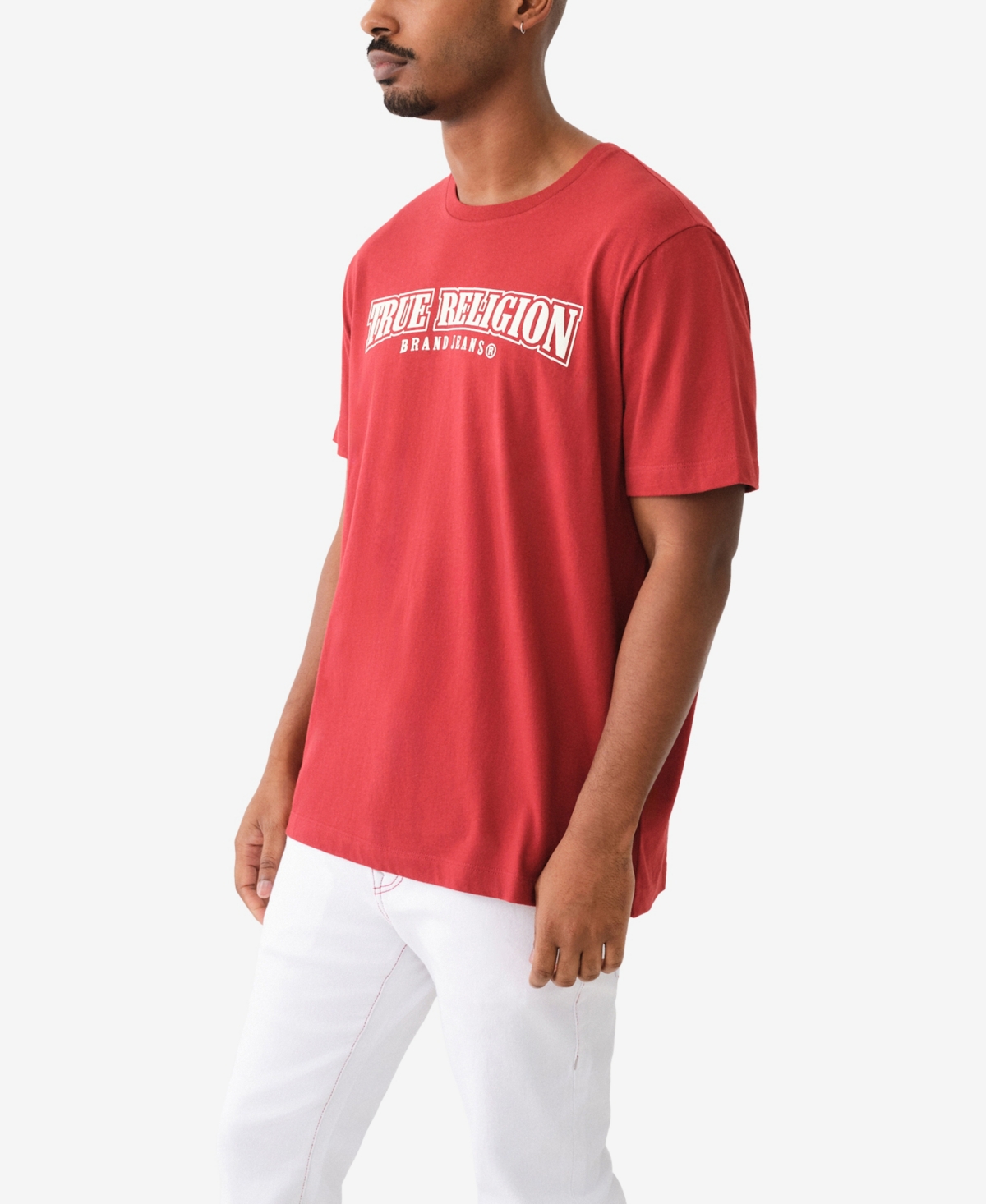 Shop True Religion Men's Short Sleeve Relaxed Painted Horseshoe Tee In Red