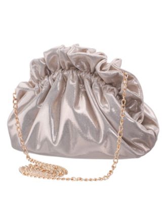 Metallic Gathered Crossbody Pouch Bag