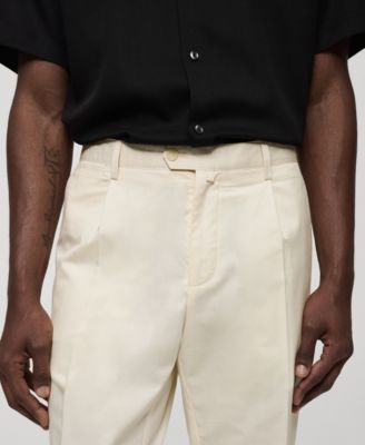 Men's Pleated Cotton Linen Trousers